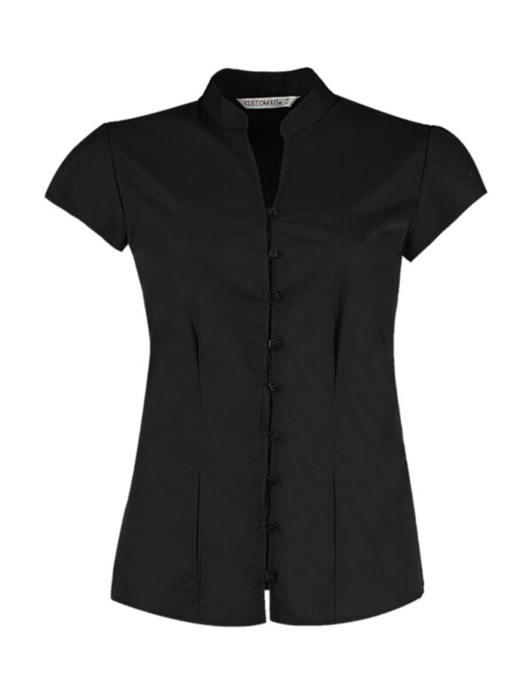 Women`s Tailored Fit Mandarin Collar Blouse SSL - Afbeelding 4