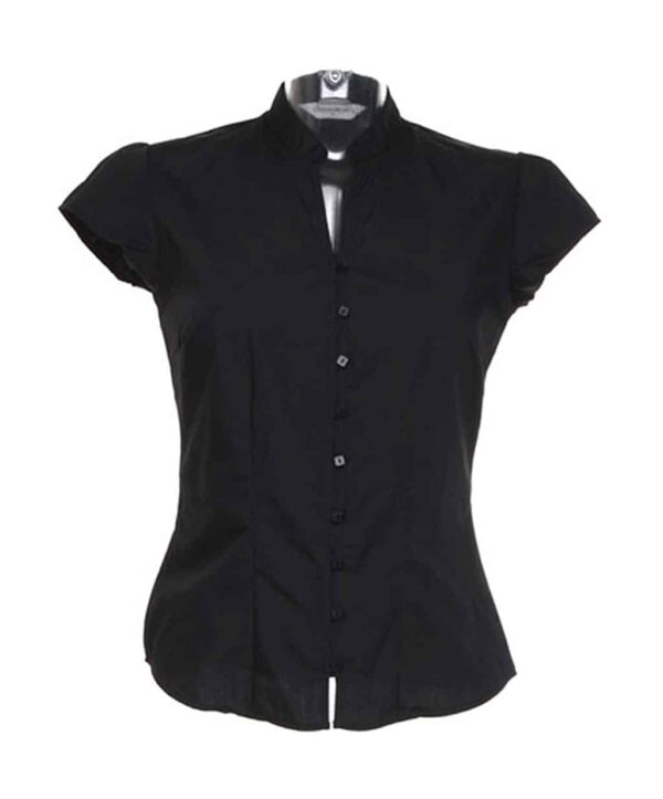 Women`s Tailored Fit Mandarin Collar Blouse SSL - Afbeelding 3